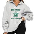The Vibes Are In Shambles Sarcastic Raccoon Cowboy Half Zip Oversized Sweatshirt Grey