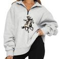 Vintage Cowboy Raccoon Half Zip Sweatshirt | 90s Western Retro Style Grey