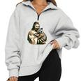 Vintage Jesus and Raccoon Half-Zip Sweatshirt | Oversized | Raccoon Lover Grey
