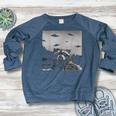 Alien UFO Raccoon Raglan Sweatshirt for Women | Cozy & Fun Heather Navy