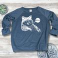 Bruh Raccoon Trash Panda Lover Racoon Meme Teens Slang Women's Crewneck Raglan Sweatshirt  Heather Navy