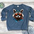 Cool Raccoon Women's Raglan Sweatshirt | Unique Graphic Style Heather Navy