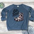 Cute But Feral Panda Raccoon Costume Raccoon Trash Women's Crewneck Raglan Sweatshirt  Heather Navy