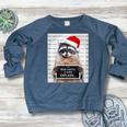 Dear Santa Sweatshirt - Women's Christmas Raglan with Raccoon Theme Heather Navy