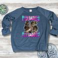 Even Baddies Get Saddies Raccoon Oddly Specific Meme Women's Crewneck Raglan Sweatshirt  Heather Navy