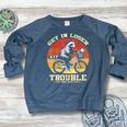 Get In Loser Women's Crewneck Sweatshirt | Fun Raccoon Opossum Theme Heather Navy