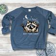 It's Called Trash Can Not Trash Cannot Funny Racoon Women's Crewneck Raglan Sweatshirt  Heather Navy