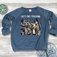 Let's Get Trashed Sweatshirt - Women's Raglan Crewneck | Fun Beer Theme Heather Navy