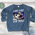 Panda-Eat Trash Raglan Sweatshirt - Women | Animal Lover Style Heather Navy