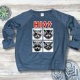 Raccoon Band Music Sweatshirt Women's Raglan Crewneck - Concert Style Heather Navy