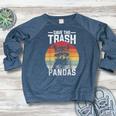Raccoon Crewneck Sweatshirt - Vintage Raglan for Nature Lovers Heather Navy