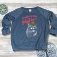 Raccoon Crewneck Sweatshirt | Women's Raglan | Fun Strawberry Jams Design Heather Navy