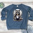 Raccoon Eating Instant Noodle Cup For Women Men Women's Crewneck Raglan Sweatshirt  Heather Navy