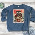 Raccoon Eating Ramen Women's Crewneck Sweatshirt - Anime Style Heather Navy