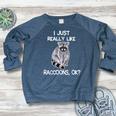 Raccoon Love Women's Crewneck Raglan Sweatshirt - Cozy Lover's Gift Heather Navy
