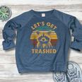 Raccoon Lovers Raglan Sweatshirt - Fun Animal Theme for Women Heather Navy