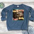 Raccoon Meme Women's Crewneck Raglan - Ironic Fun Sweatshirt Heather Navy