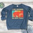 Raccoon For Men Women Raccoon Lover Introvert Women's Crewneck Raglan Sweatshirt  Heather Navy