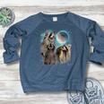 Raccoon Moon Raglan Sweatshirt - Unisex Wildlife Design Heather Navy