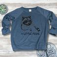 Raccoon With Moon Raglan Sweatshirt - Cute Trash Panda Design Heather Navy