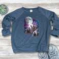 Raccoon Women's Crewneck Raglan Sweatshirt - Moonlit Wilderness Heather Navy