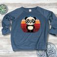 Retro Panda In Sunglasses BBQ Pool Party Panda Women's Crewneck Raglan Sweatshirt  Heather Navy