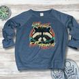 Retro Raccoon Women's Raglan Sweatshirt - Quirky Style for Any Adventure Heather Navy