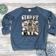 Retro Raccoon Women’s Raglan Sweatshirt – Summer Fun Vibes Heather Navy