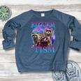 Rizz Em With The Tism Retro Raccoon Meme Women's Crewneck Raglan Sweatshirt  Heather Navy