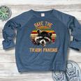 Save The Trash Pandas | Women's Crewneck Raccoon Animal Sweatshirt Heather Navy