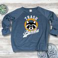 Trash Can Raccoon Women's Crewneck Sweatshirt - Humorous Raglan - Cozy Gift Heather Navy