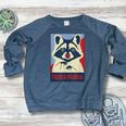 Trash Panda Raccoon Lover Poster Animal Women's Crewneck Raglan Sweatshirt  Heather Navy