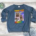 Tummy Ache Survivor Women's Raglan Sweatshirt - Small | Cute Raccoon Design Heather Navy