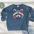 Watercolor Raccoon Sweatshirt - Classic Crewneck Raglan for Women Heather Navy