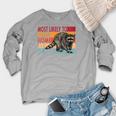 Adopt A Street Cat Women’s Raglan Sweatshirt - Funny Raccoon Lover’s Theme Heather Light Gray