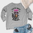 Cute Feral Raccoon Women's Crewneck Raglan Sweatshirt | Fun Design Heather Light Gray
