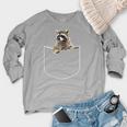 Pocket Raccoon Raglan Sweatshirt - Women's Crewneck Tee Heather Light Gray
