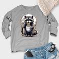 Raccoon Eating Instant Noodle Cup For Women Men Women's Crewneck Raglan Sweatshirt  Heather Light Gray