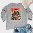 Raccoon Eating Ramen Women's Crewneck Sweatshirt - Anime Style Heather Light Gray