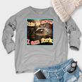Raccoon Meme Women's Crewneck Raglan - Ironic Fun Sweatshirt Heather Light Gray