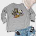 Raccoon & Opossum Pizza Party Raglan Sweatshirt | Unisex Fun Streetwear Heather Light Gray