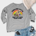 Raccoon Pocket Women's Crewneck Raglan Sweatshirt - Cute & Casual Heather Light Gray
