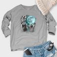 Raccoon Sweatshirt - Whimsical Lunar Trio Women's Crewneck Raglan Heather Light Gray