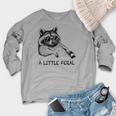 Raccoon With Moon Raglan Sweatshirt - Cute Trash Panda Design Heather Light Gray