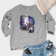 Raccoon Women's Crewneck Raglan Sweatshirt - Moonlit Wilderness Heather Light Gray