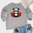 Retro Panda BBQ Pool Party Sweatshirt - Women's Raglan Crewneck Heather Light Gray