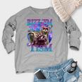 Retro Raccoon Meme Women's Raglan Sweatshirt | Fun & Eclectic Fashion Heather Light Gray
