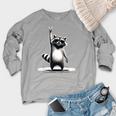 Retro Raccoon Rock Music Men Kids Women Raccoon Women's Crewneck Raglan Sweatshirt  Heather Light Gray