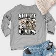 Retro Raccoon Women’s Raglan Sweatshirt – Summer Fun Vibes Heather Light Gray