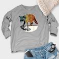 Retro Trashpanda On The Half Moon Vintage Raccoon Women's Crewneck Raglan Sweatshirt  Heather Light Gray